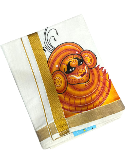 Southloom Cotton Kasavu Printed Kids's Velcro Mundu SLK