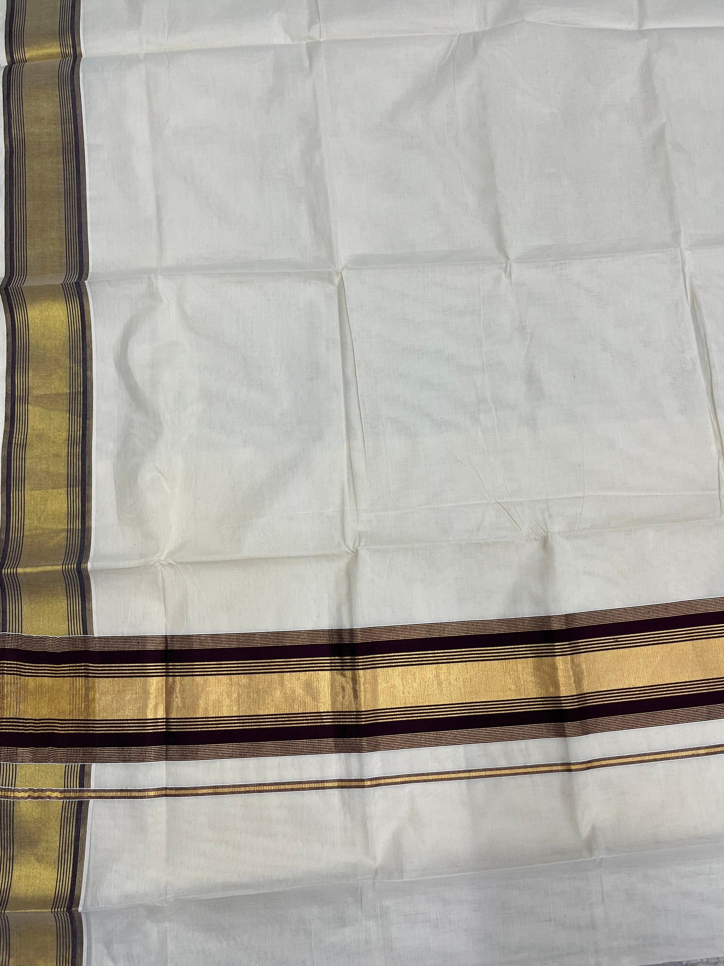 Southloom Kerala Cotton Kasavu Saree with Brown Border