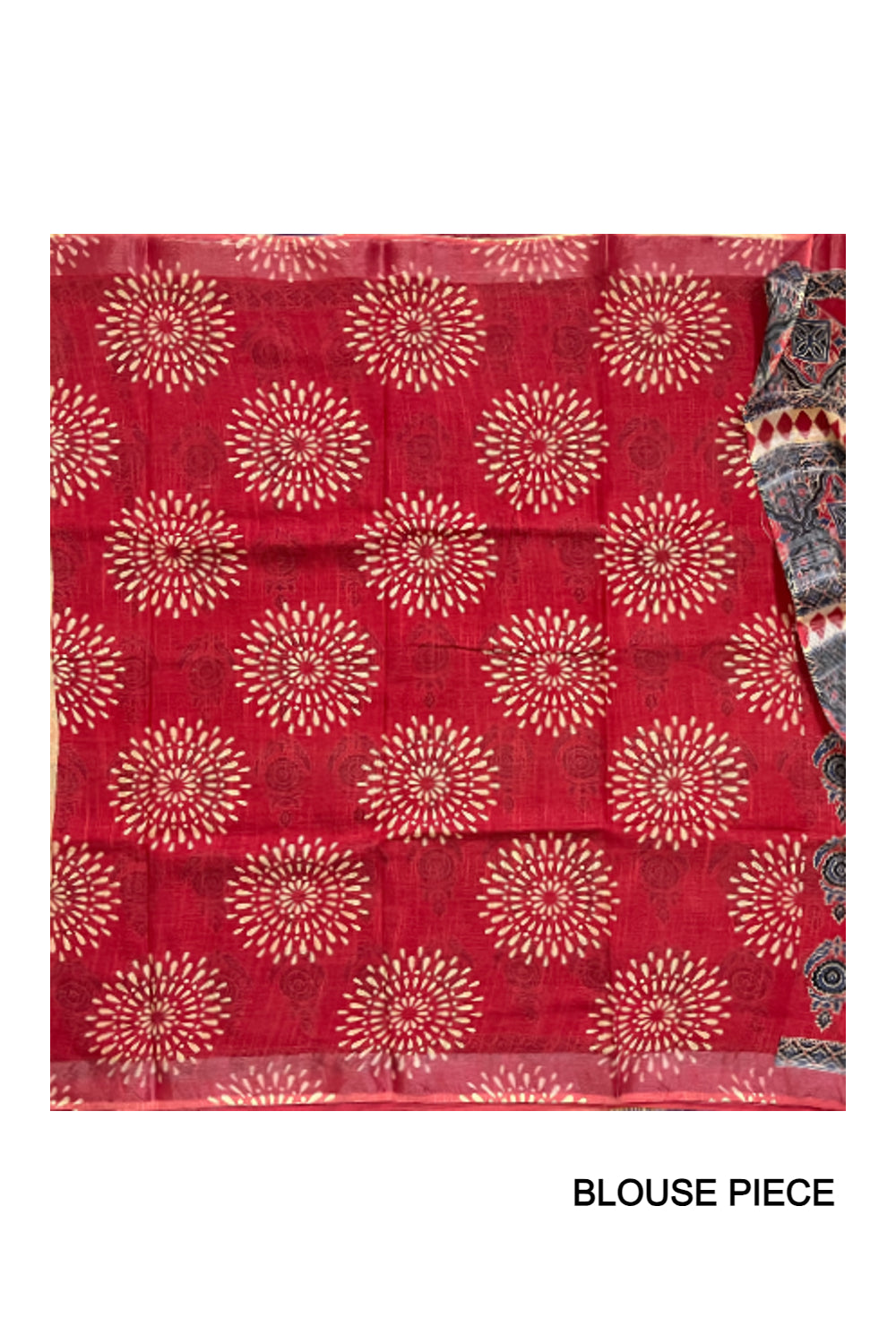 Southloom Linen Red Designer Saree with Prints on Body