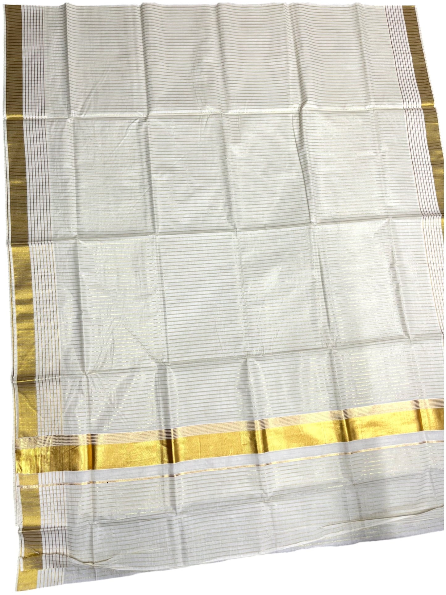 Southloom Pure Cotton Kerala Kasavu Saree with Lines on Body and Kasavu Border