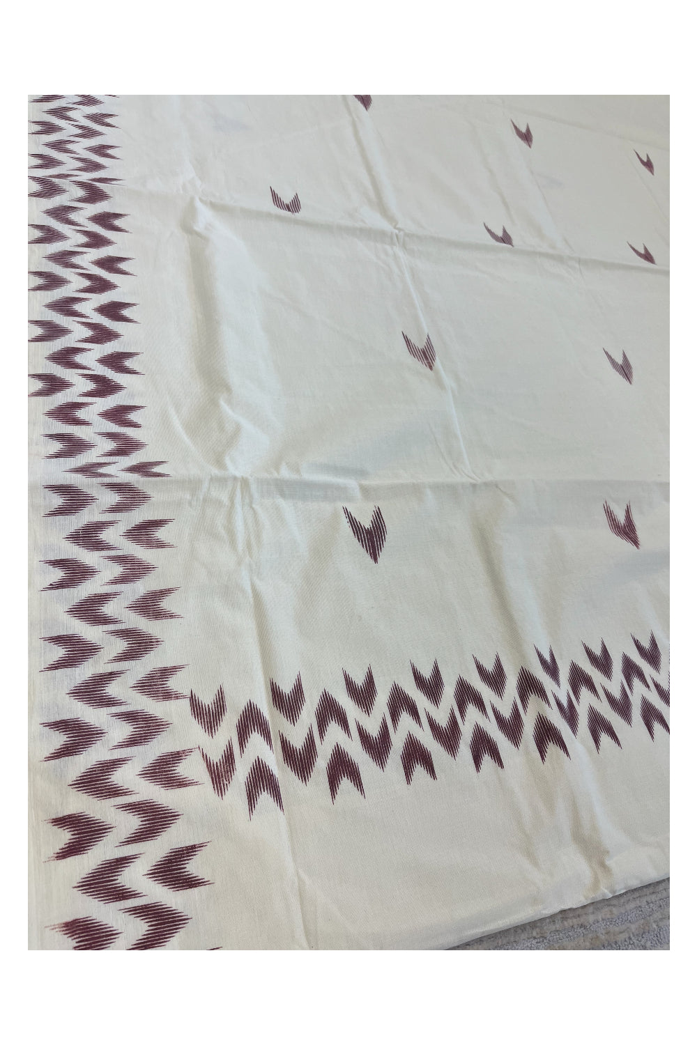Southloom Ikat Design Purple Printed Saree with Blouse Piece
