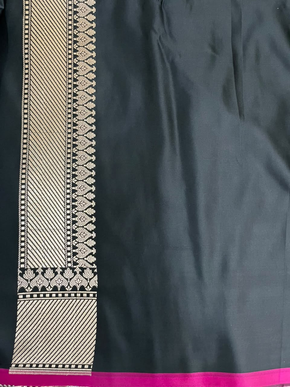 Southloom Satin Banarasi Silk Saree with Woven Work on Body And Borders In Black