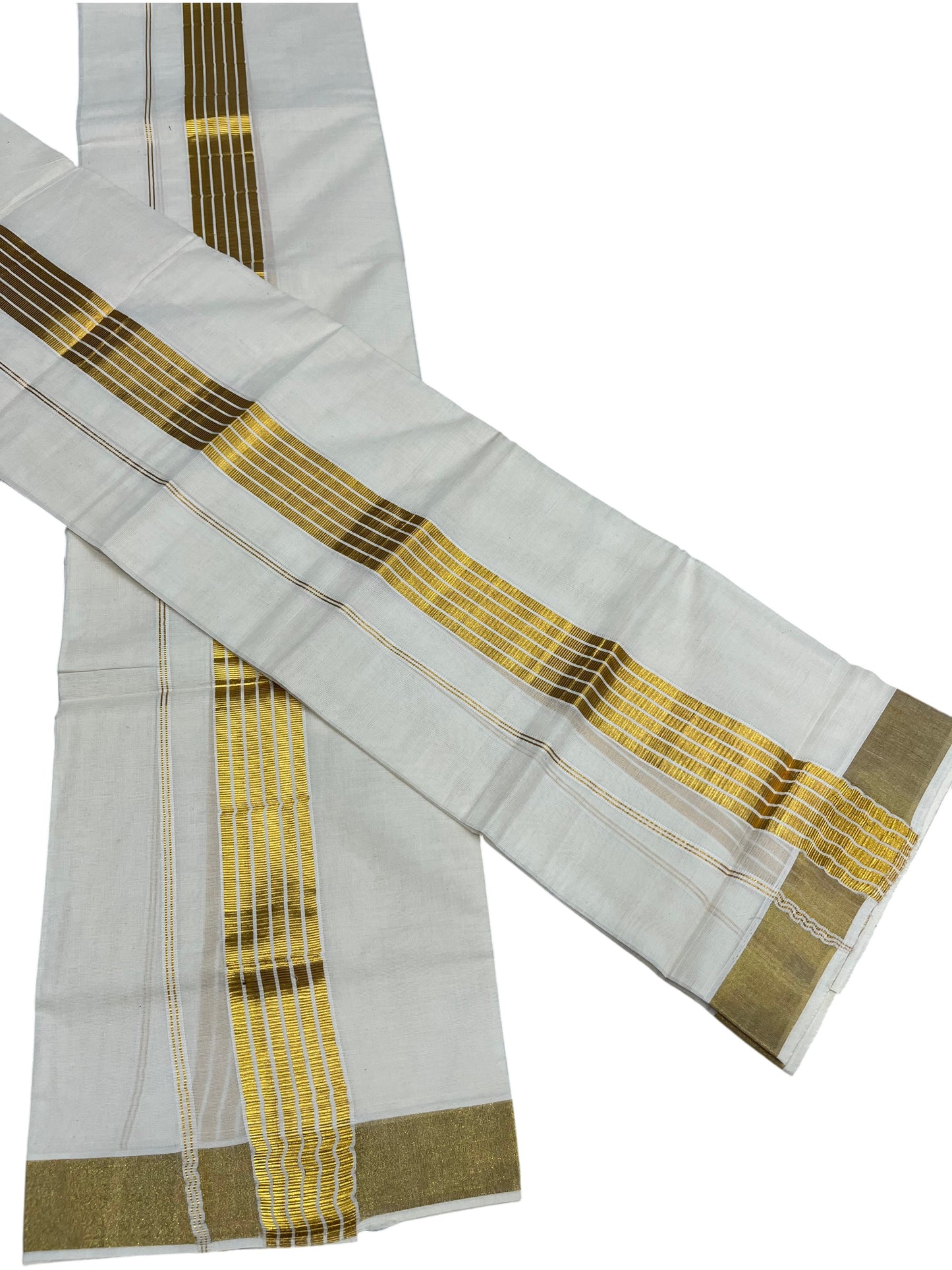 Southloom Kerala Cotton Single Set Mundu (Mundum Neriyathum) with  Kasavu Border