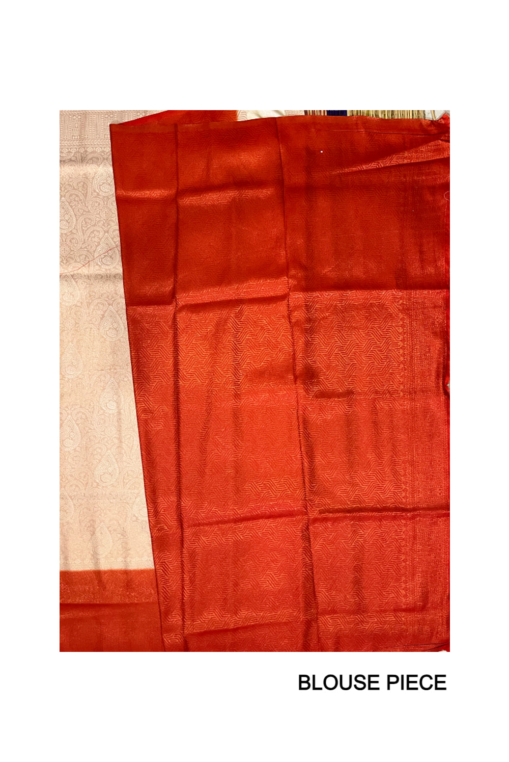 Southloom Soft Silk Beige Designer Saree with Orange Border