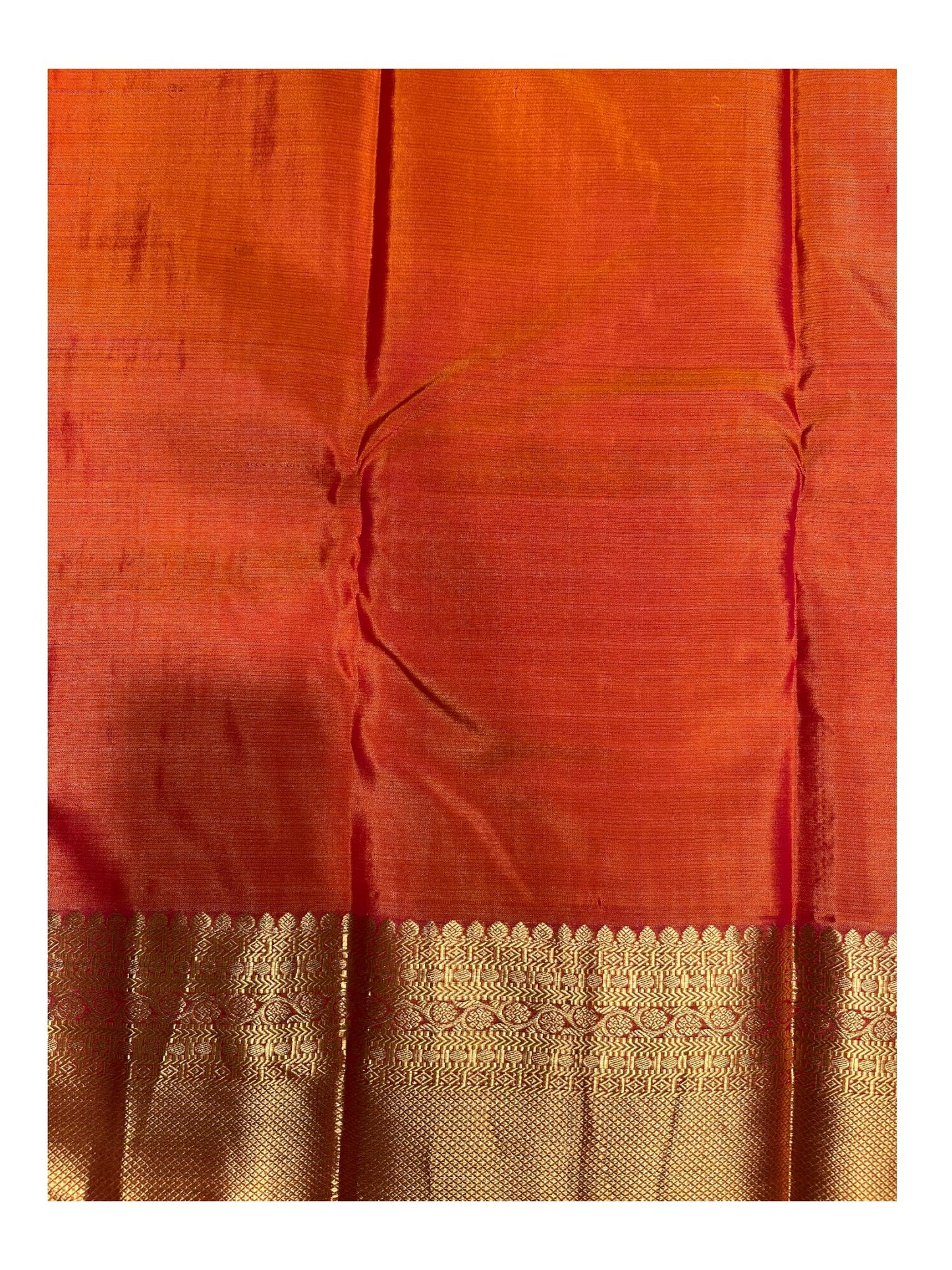 Southloom Pure Handloom Bridal Kanchipuram Silk Saree with Korvai Work (Orange)