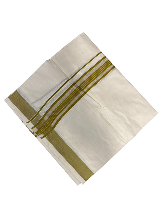 Southloom Pure Cotton Double Mundu With Green Border (South Indian Kerala Dhoti)