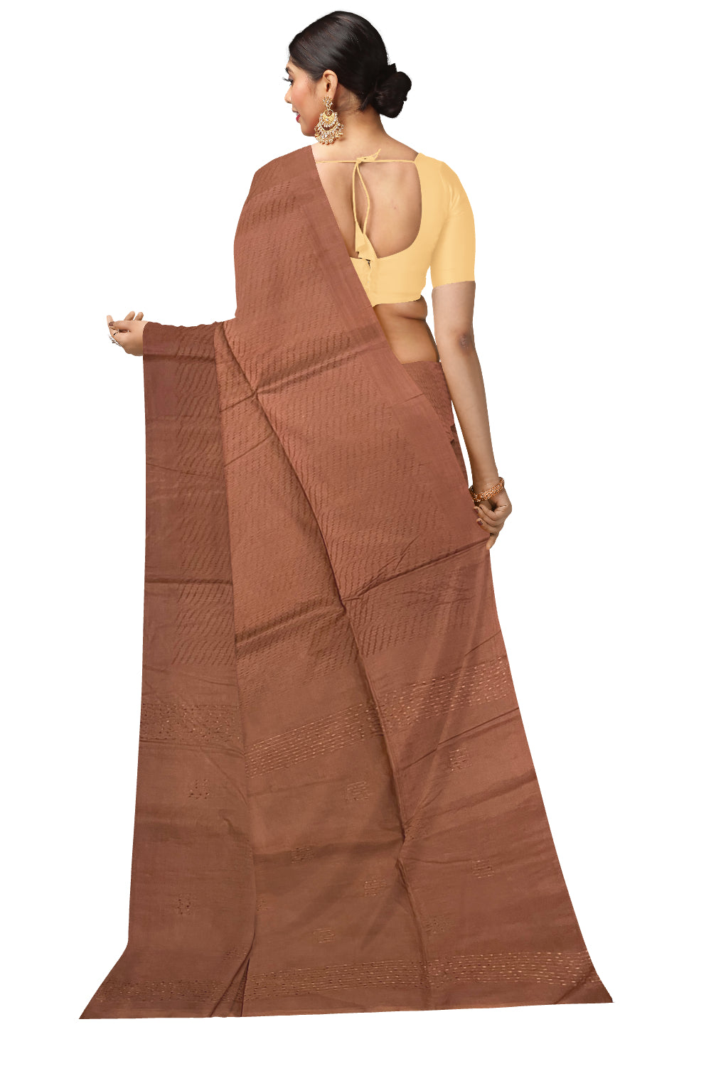 Southloom Cotton Brown Designer Saree with Woven Designs on Body