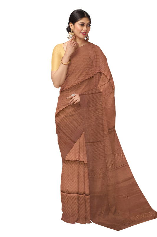 Southloom Cotton Brown Designer Saree with Woven Designs on Body