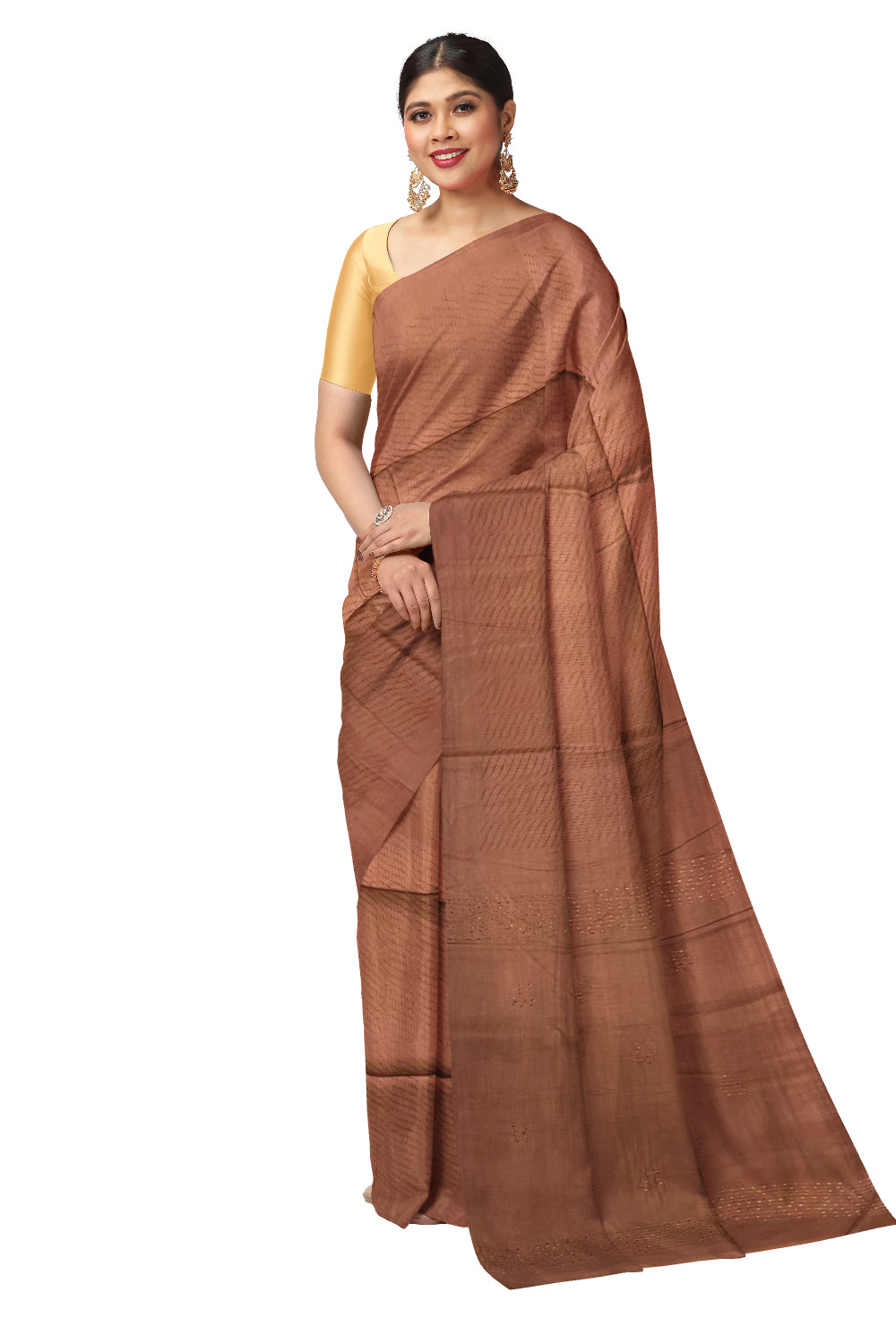 Southloom Cotton Brown Designer Saree with Woven Designs on Body