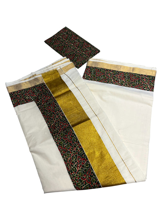 Southloom Cotton Kerala Saree with Ajrakh Printed