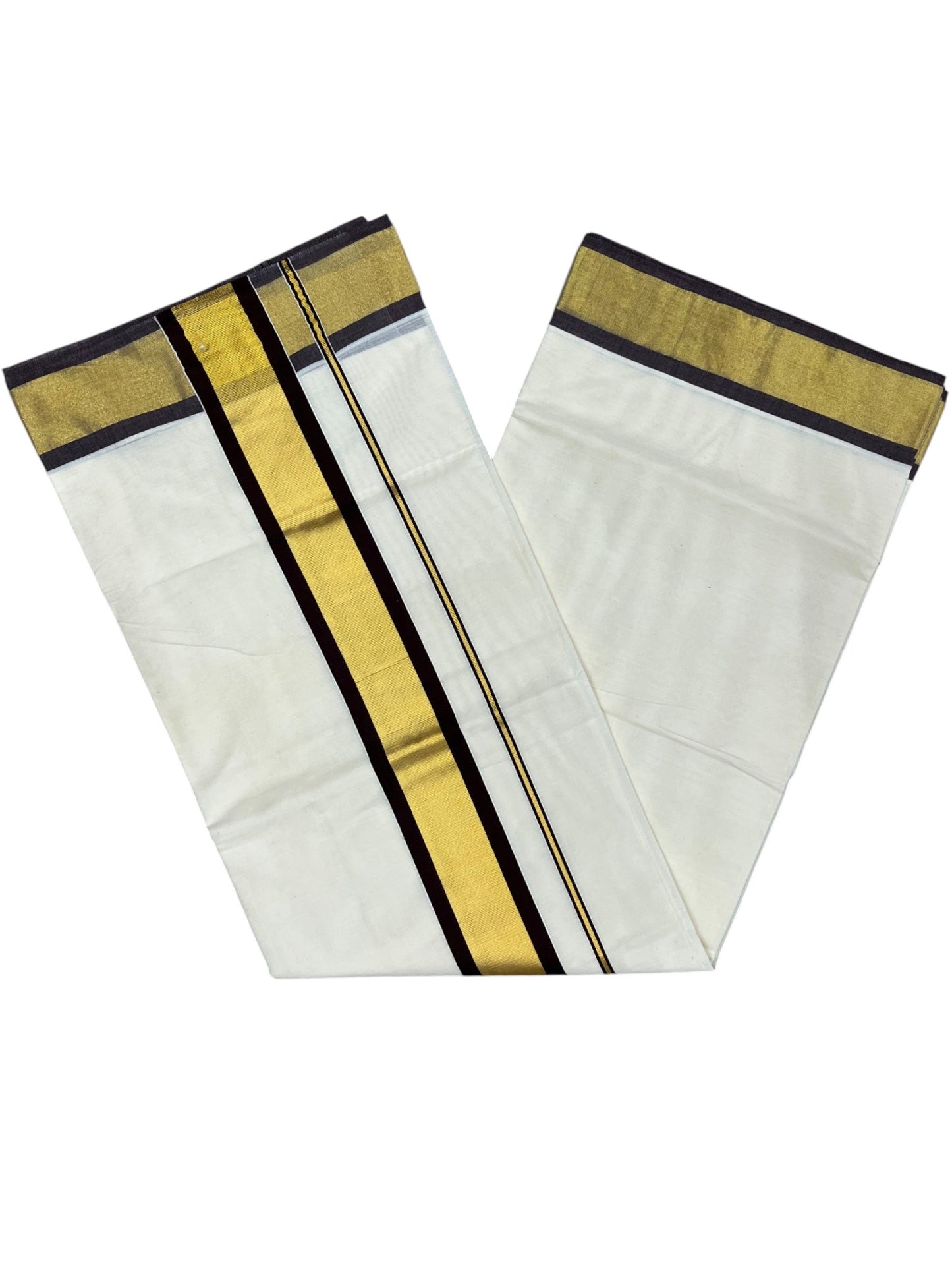 Southloom Kerala Pure Cotton Saree with Kasavu and Brown Border