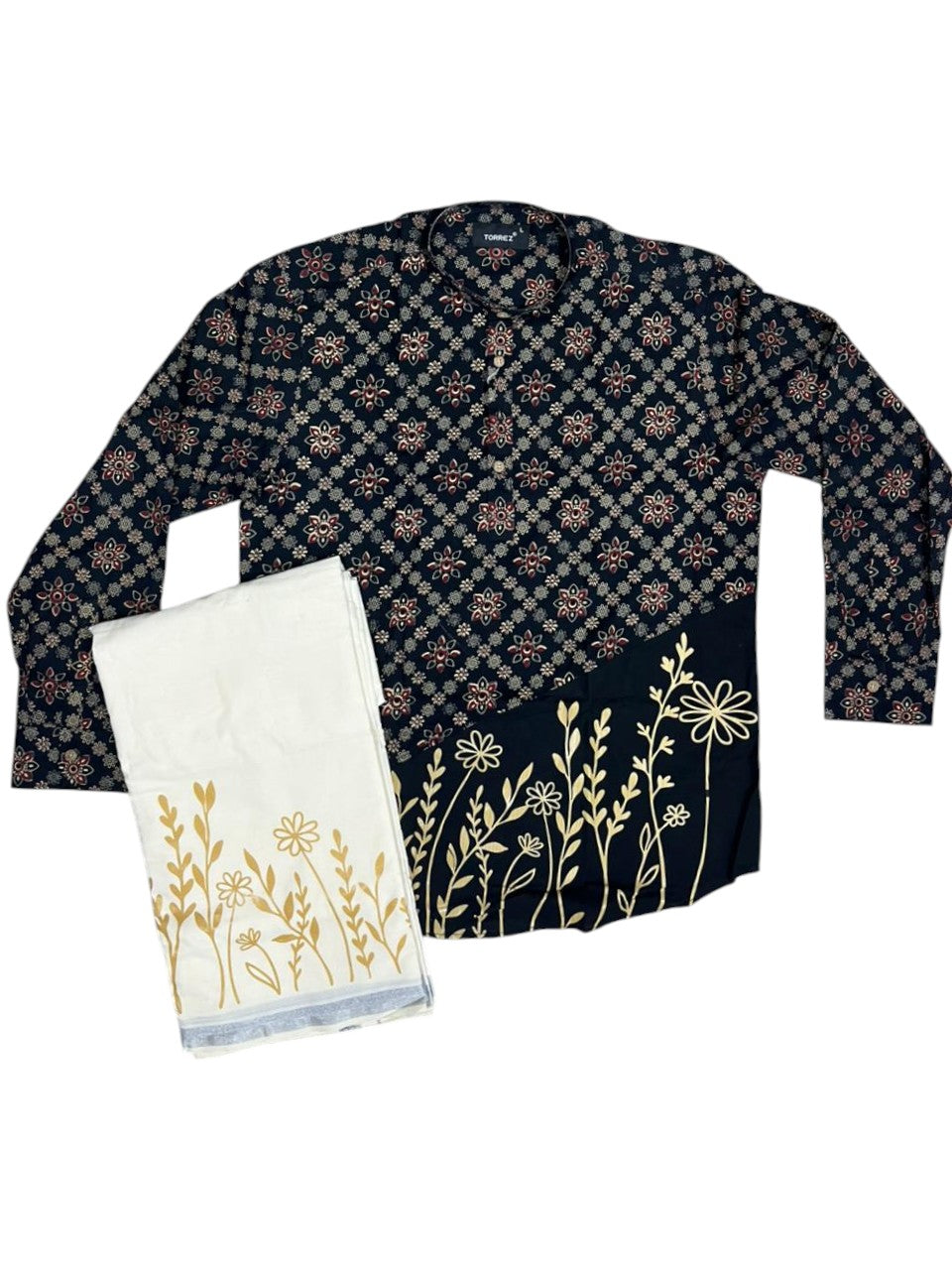 Southloom Cotton Ajrakh Printed Men's Combo (Shirt + Mundu) SLCOMBO SL579