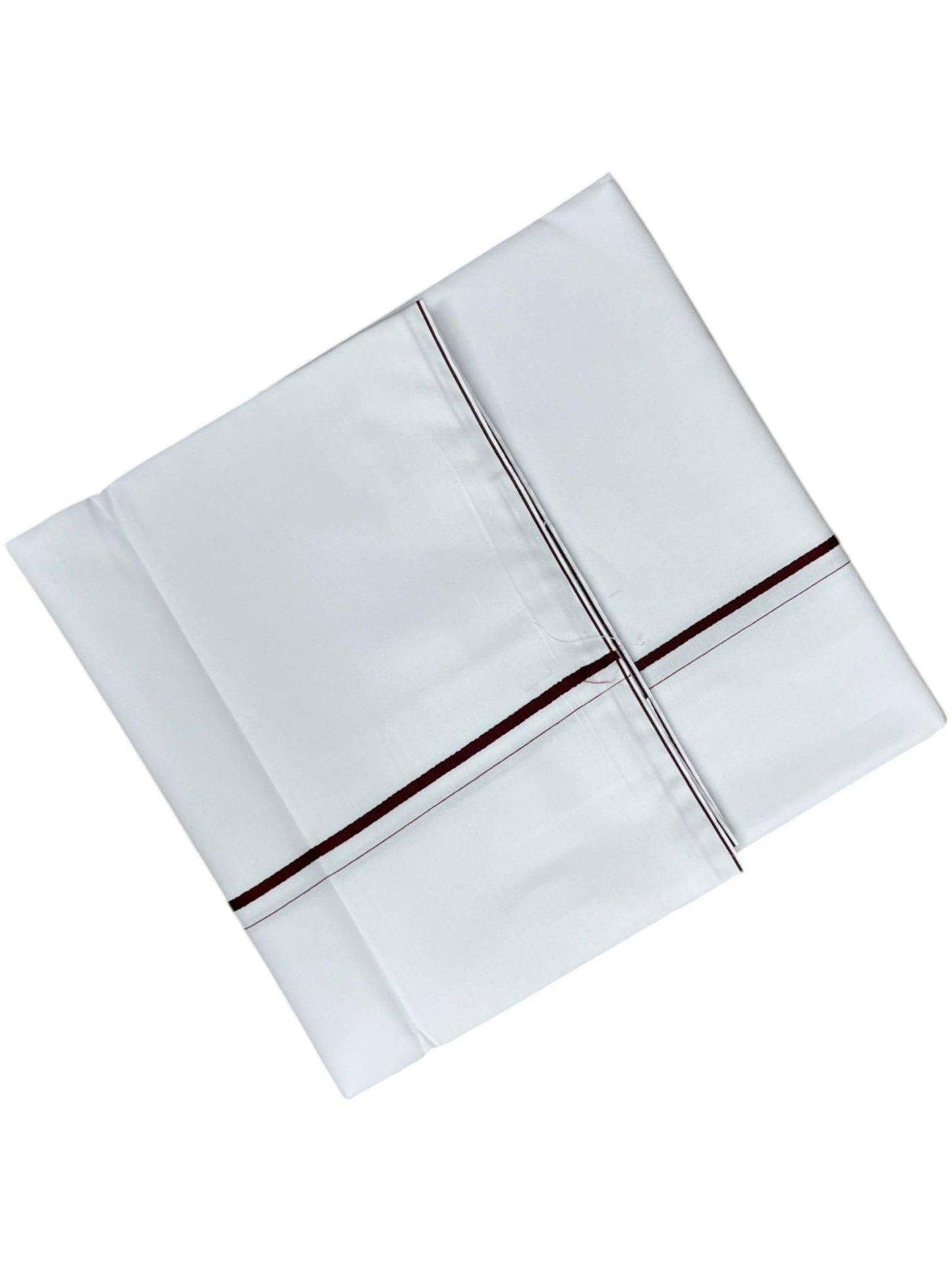 Southloom Pure White Cotton Single Mundu with Maroon Border (South Indian Kerala Dhoti)