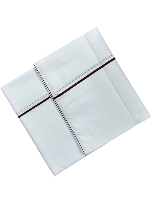 Southloom Pure White Cotton Single Mundu with Maroon Border (South Indian Kerala Dhoti)