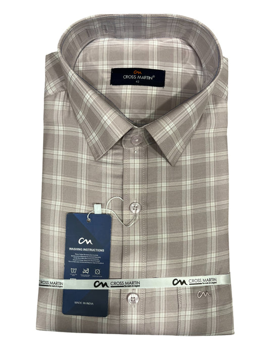 Southloom Pure Cotton Brown Cheack Shirt(XL FS)