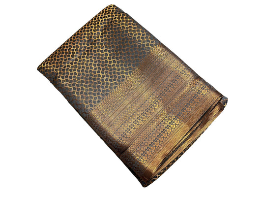 Southloom Brocade Silk Bridal Saree WIth Woven Borders And Blouse Piece