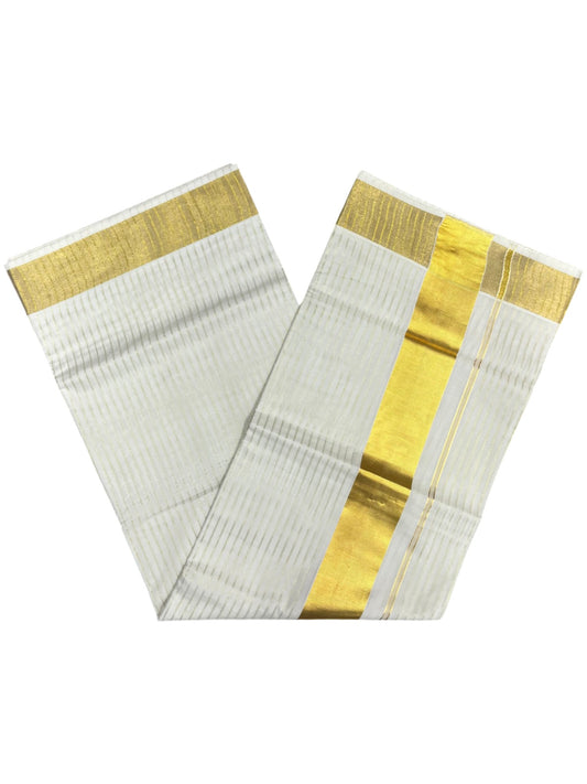 Southloom Pure Cotton Kerala Kasavu Saree with Lines on Body and Kasavu Border