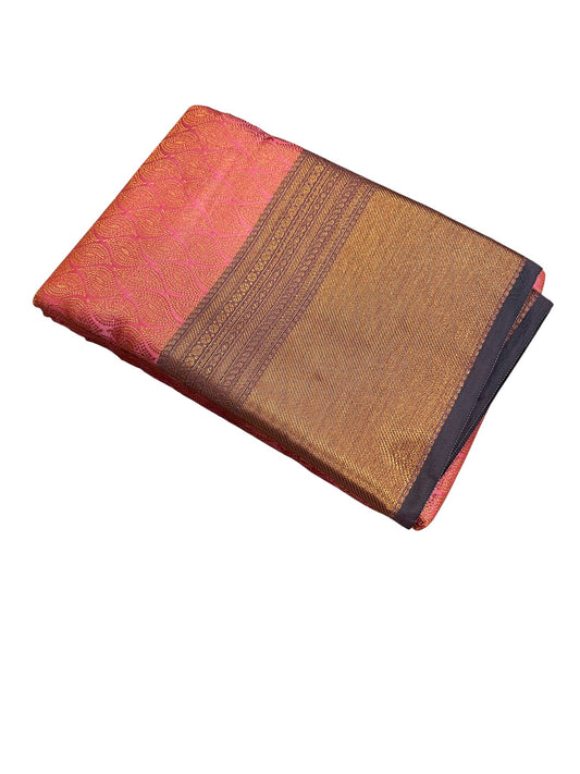 Southloom Premium Semi Silk Zari Work Brocade Saree in Bridal Peach with Matching Pallu