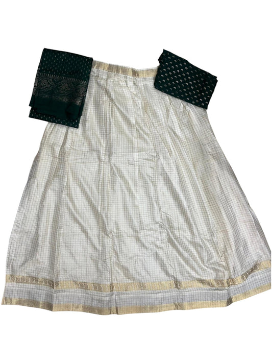 Southloom Semi UnStitched Check Dhavani Set with Pavada and Blouse Piece SL582