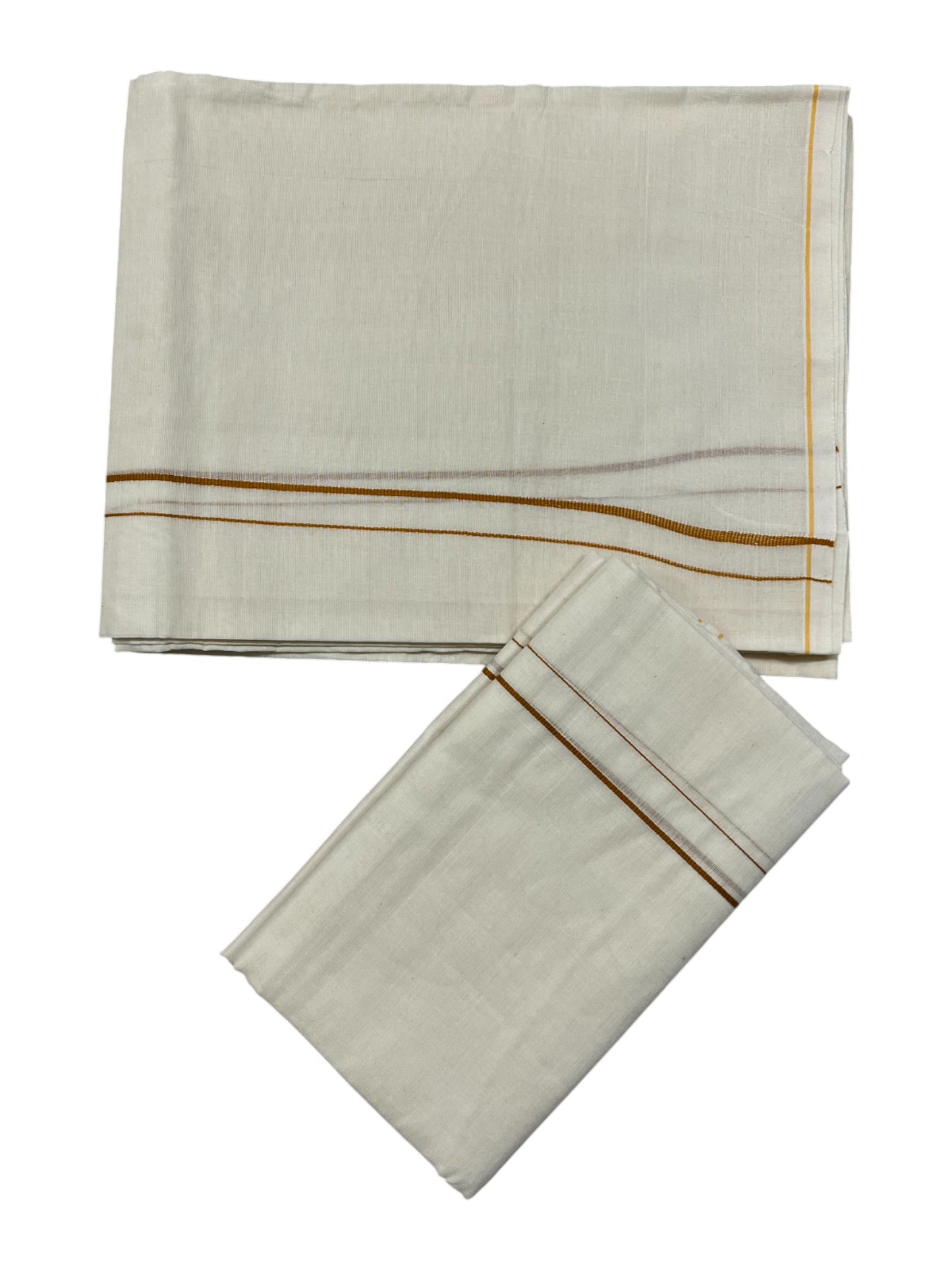 Kerala Cotton Mundum Neriyathum Single (Set Mundu) with Brown Puliyilakkara