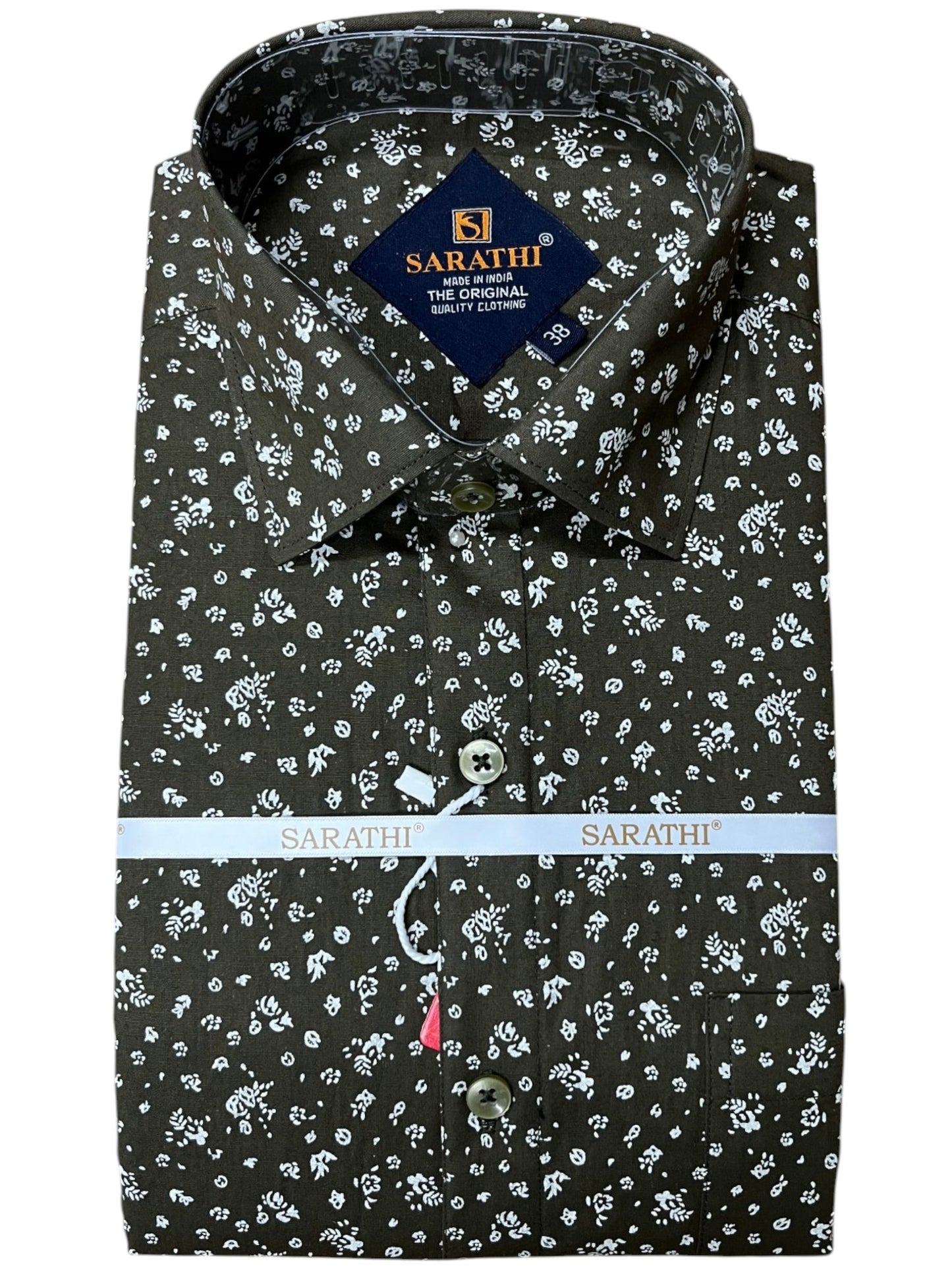 Southloom Pure Cotton Olive Green Printed Shirt SLSHIRT 38FS