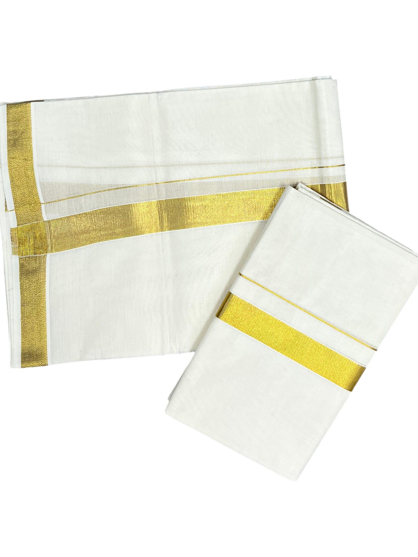 Southloom Kerala Cotton Single Set Mundu (Mundum Neriyathum) with  Kasavu Border