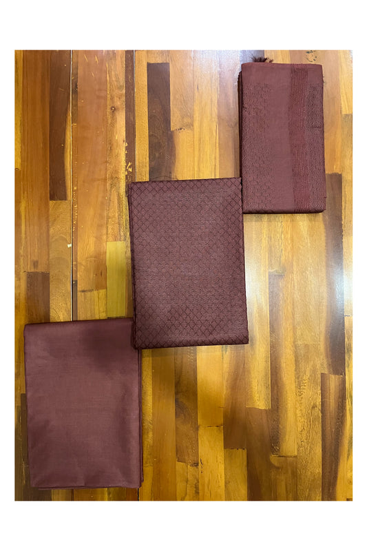 Southloom™ Cotton Maroon Churidar Salwar Suit Material with Thread Works