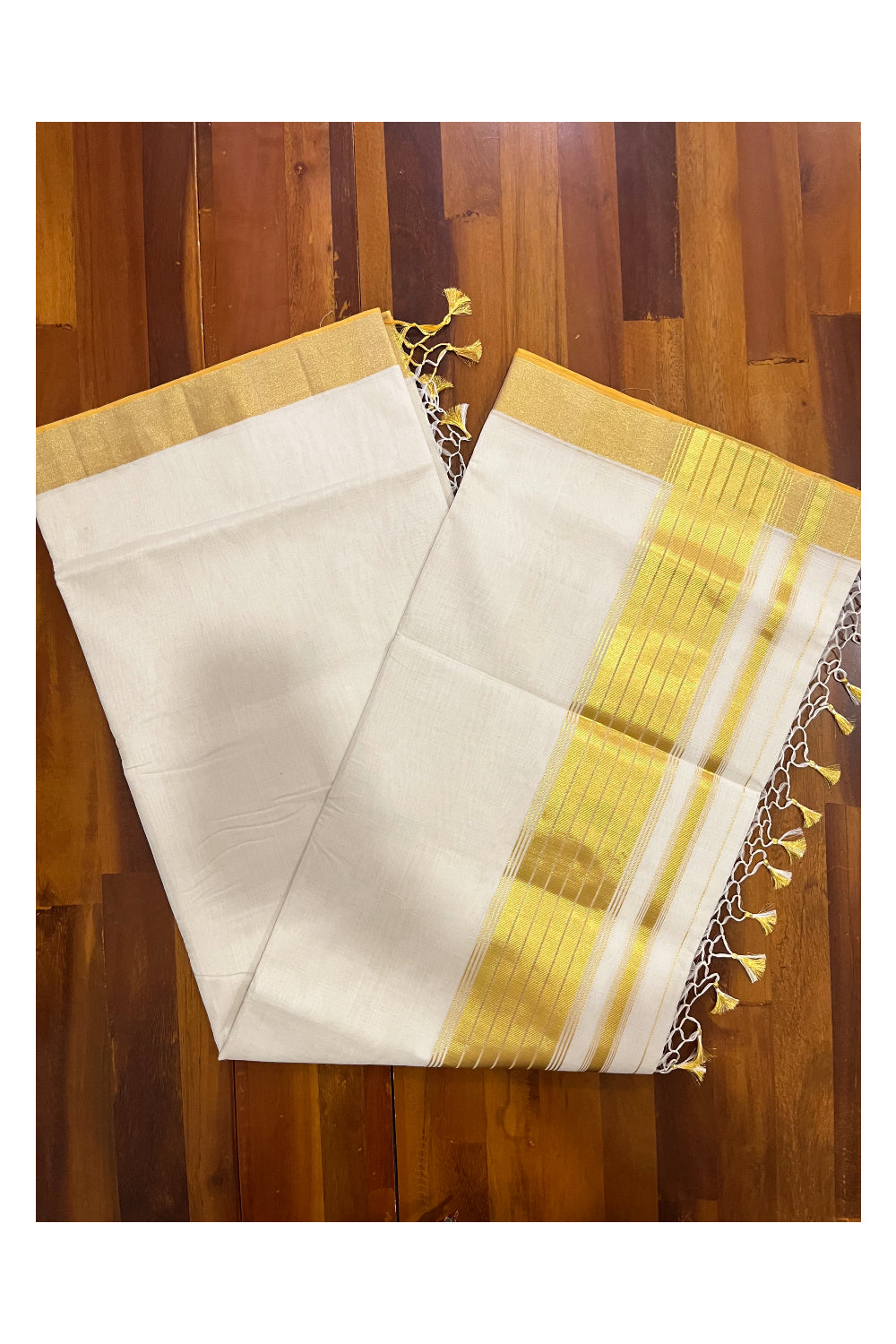 Southloom Super Premium Balaramapuram Unakkupaavu Handloom Kasavu Saree with 4 x 2 Border