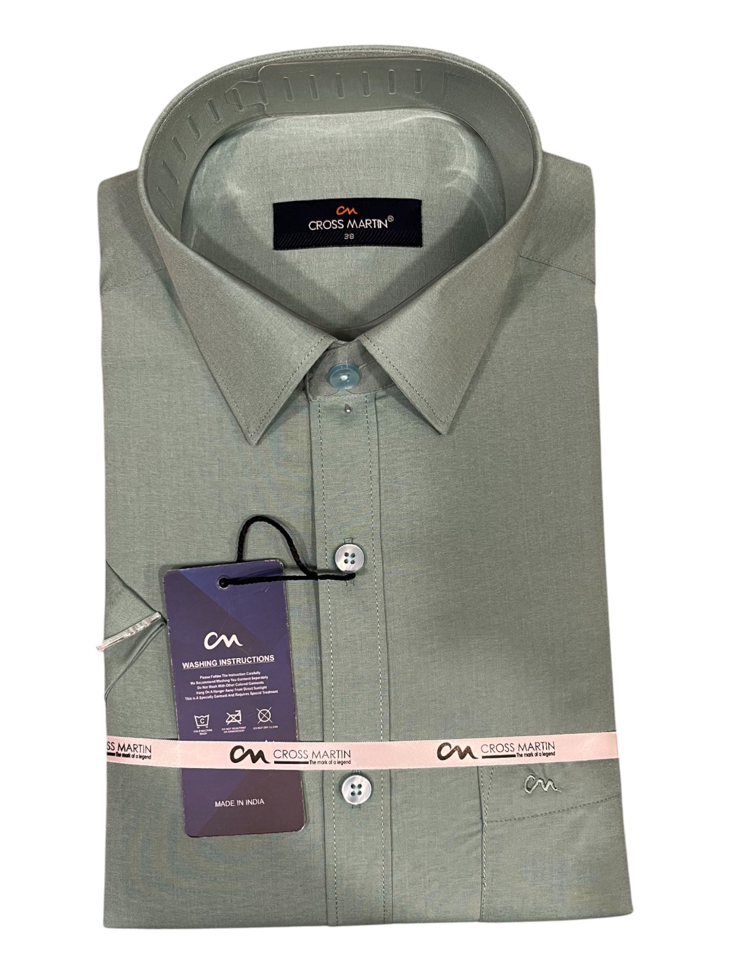 Southloom Pure Cotton Green Plain Shirt (38 HS)