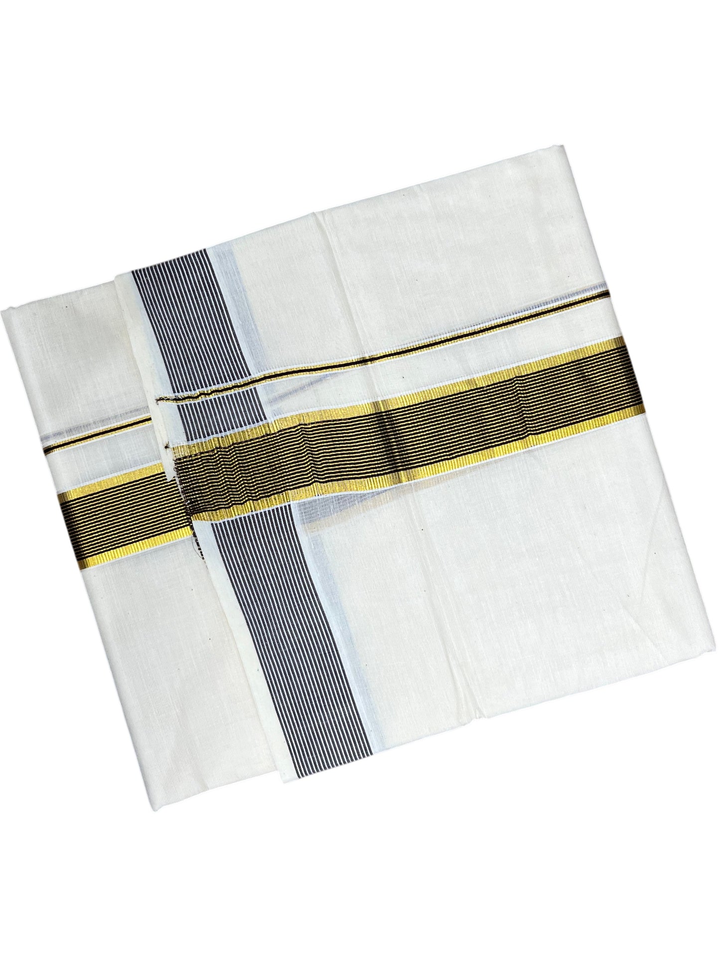 Southloom Pure Cotton Mundu with Brown Border (South Indian Kerala Dhoti)