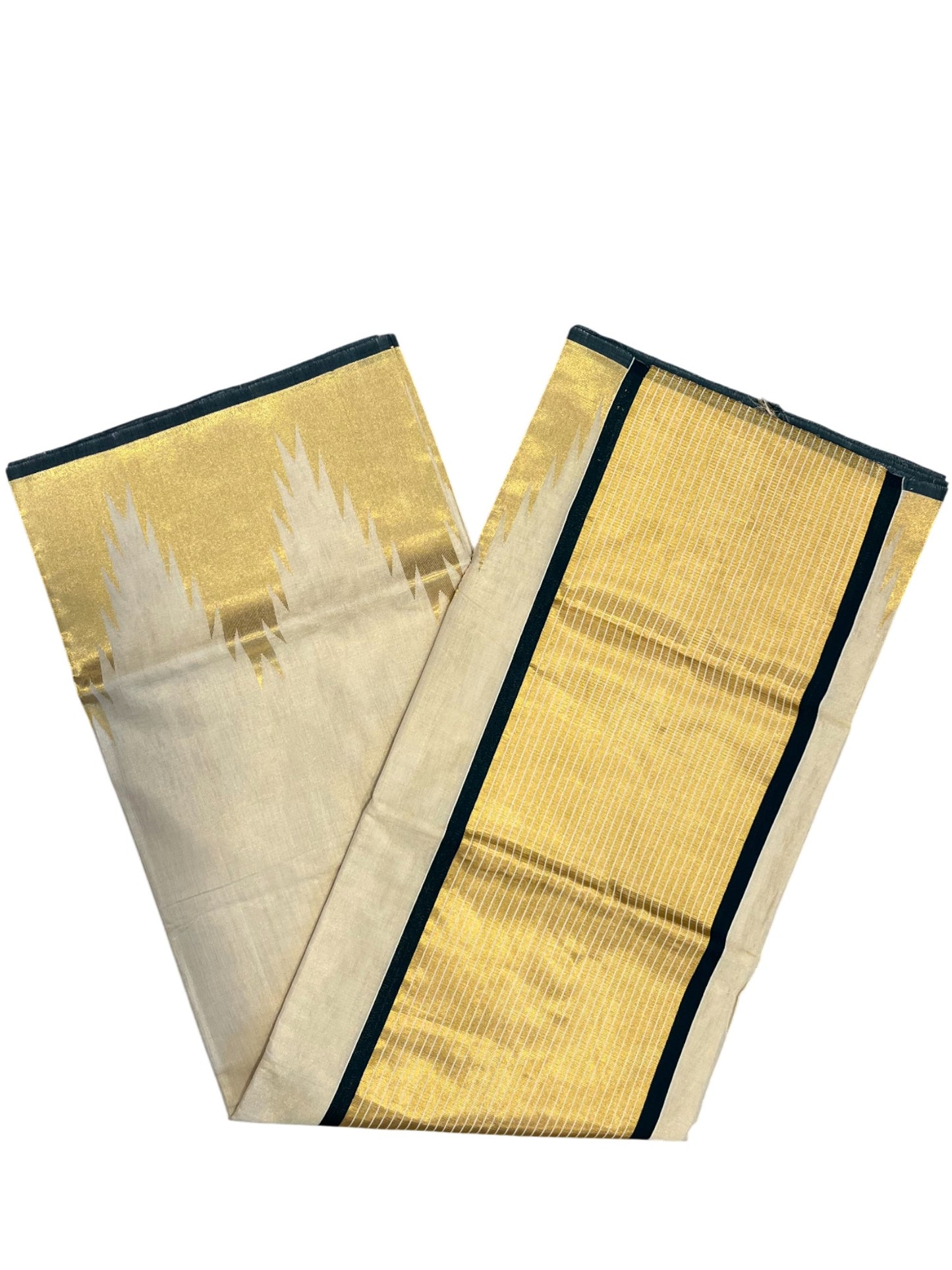 Southloom Super Premium Balaramapuram Unakkupaavu Handloom Tissue Saree with Gold Temple Border
