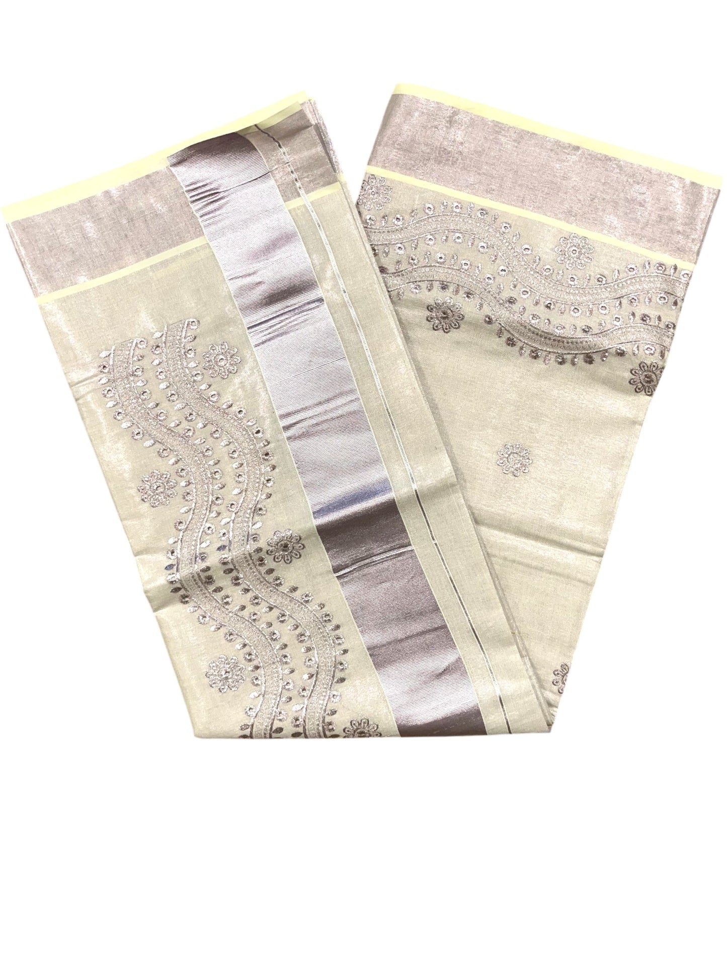 Southloom Cotton  Kerala Kasavu Saree with Embroidery Design