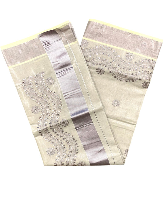 Southloom Cotton  Kerala Kasavu Saree with Embroidery Design