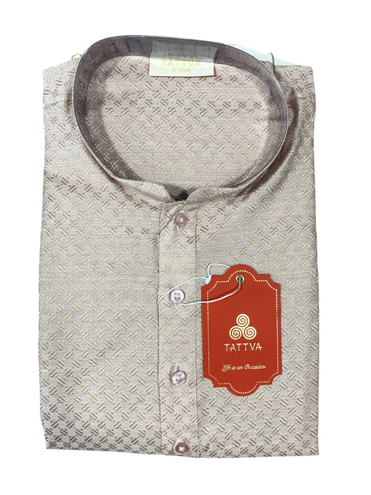 Southloom Semi Silk Short Kurta for Men in Off White Colour