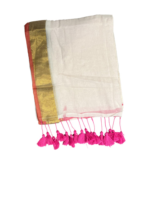 Southloom Mul Cotton 120 x 120 Soft Fabric Saree in Pink Colour