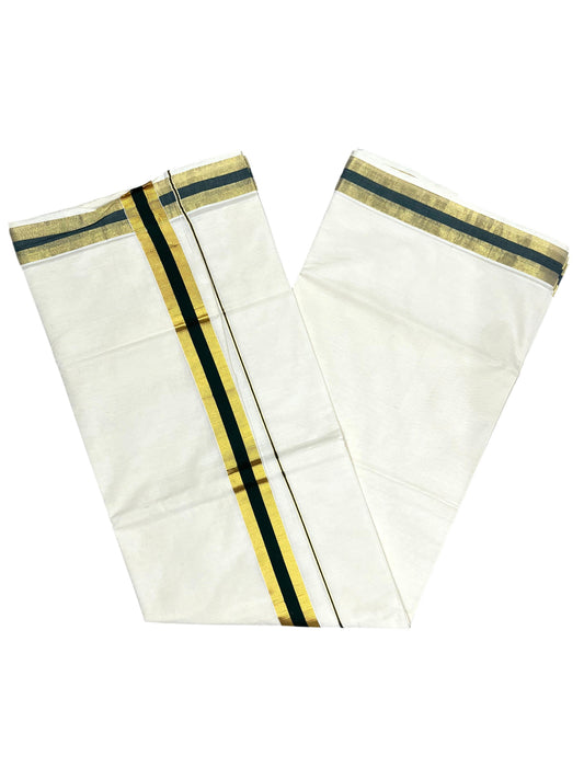 Southloom Kerala Cotton Kasavu Saree with Dark GreenBorder