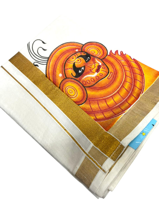 Southloom Cotton Kasavu Printed Kids's Velcro Mundu SLK
