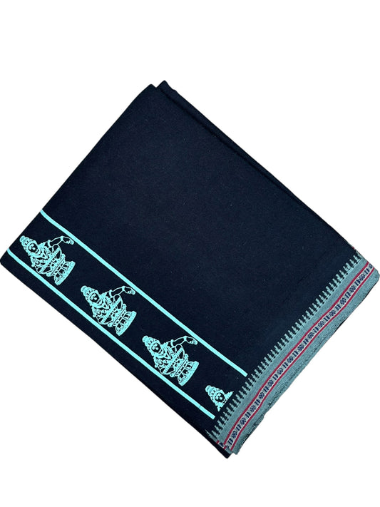 Southloom Black Printed Ayyapan Single Mundu / Otta Mundu  (South Indian Kerala Dhoti)