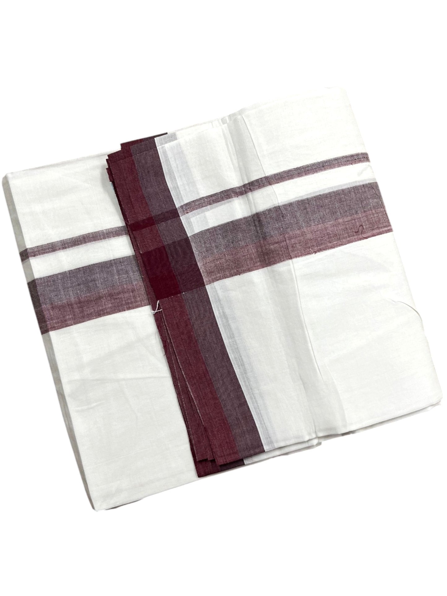 Southloom Pure Cotton Mundu with Maroon Border (South Indian Kerala Dhoti)