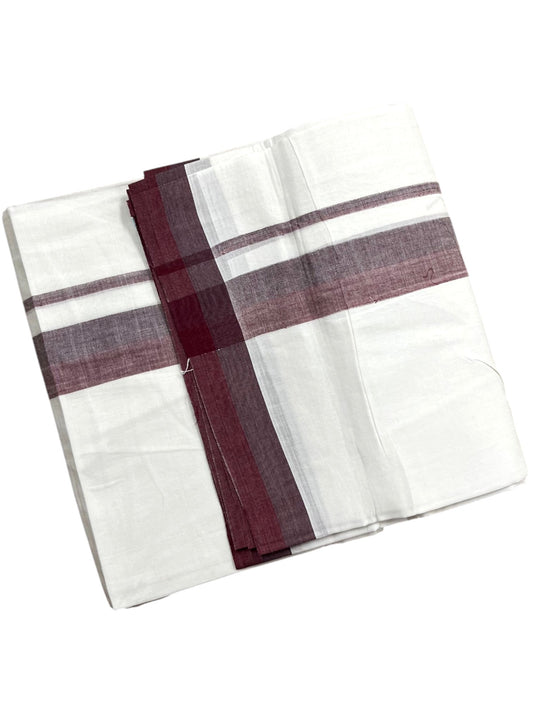 Southloom Pure Cotton Mundu with Maroon Border (South Indian Kerala Dhoti)