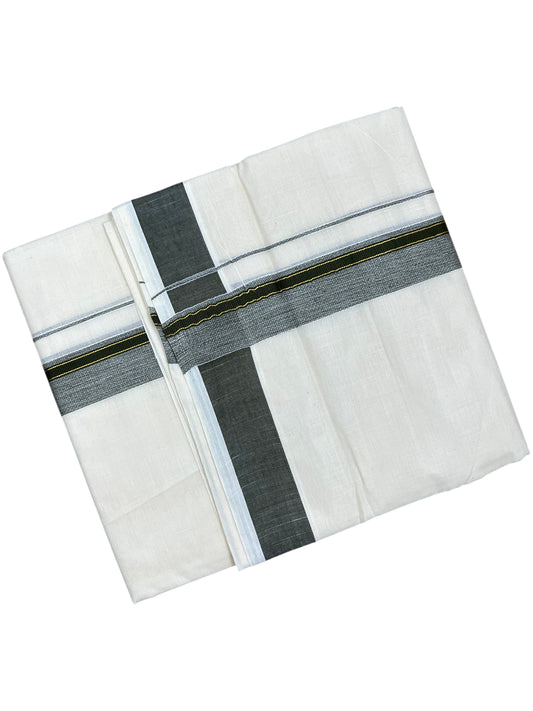 Southloom Pure Cotton Mundu with Olive Green Border (South Indian Kerala Dhoti)