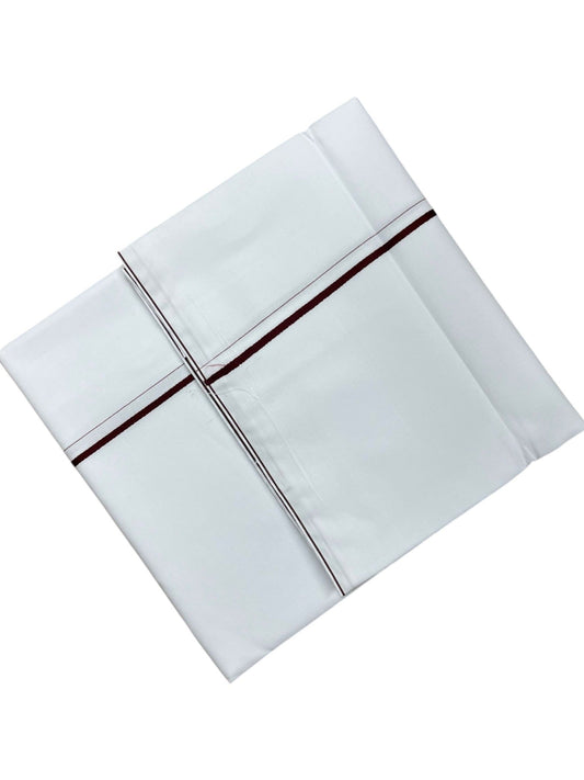 Southloom Pure White Cotton Single Mundu with Maroon Border (South Indian Kerala Dhoti)