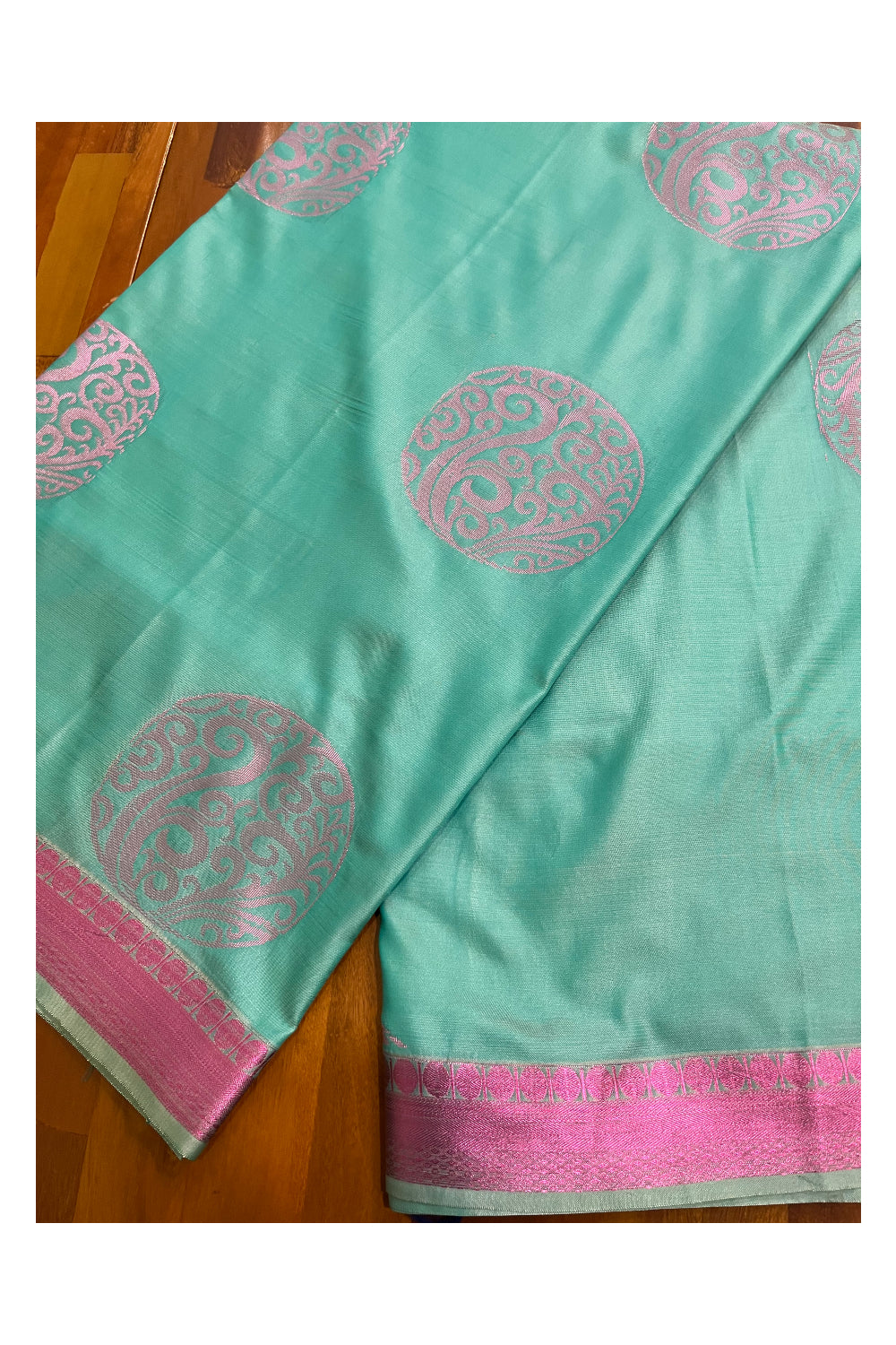 Southloom Soft Silk Light Green Designer Woven Saree with Heavy Work on Pallu