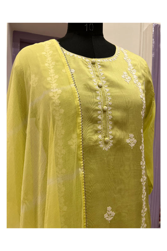 Southloom Stitched Semi Silk Light Green Salwar Set with Thread Works