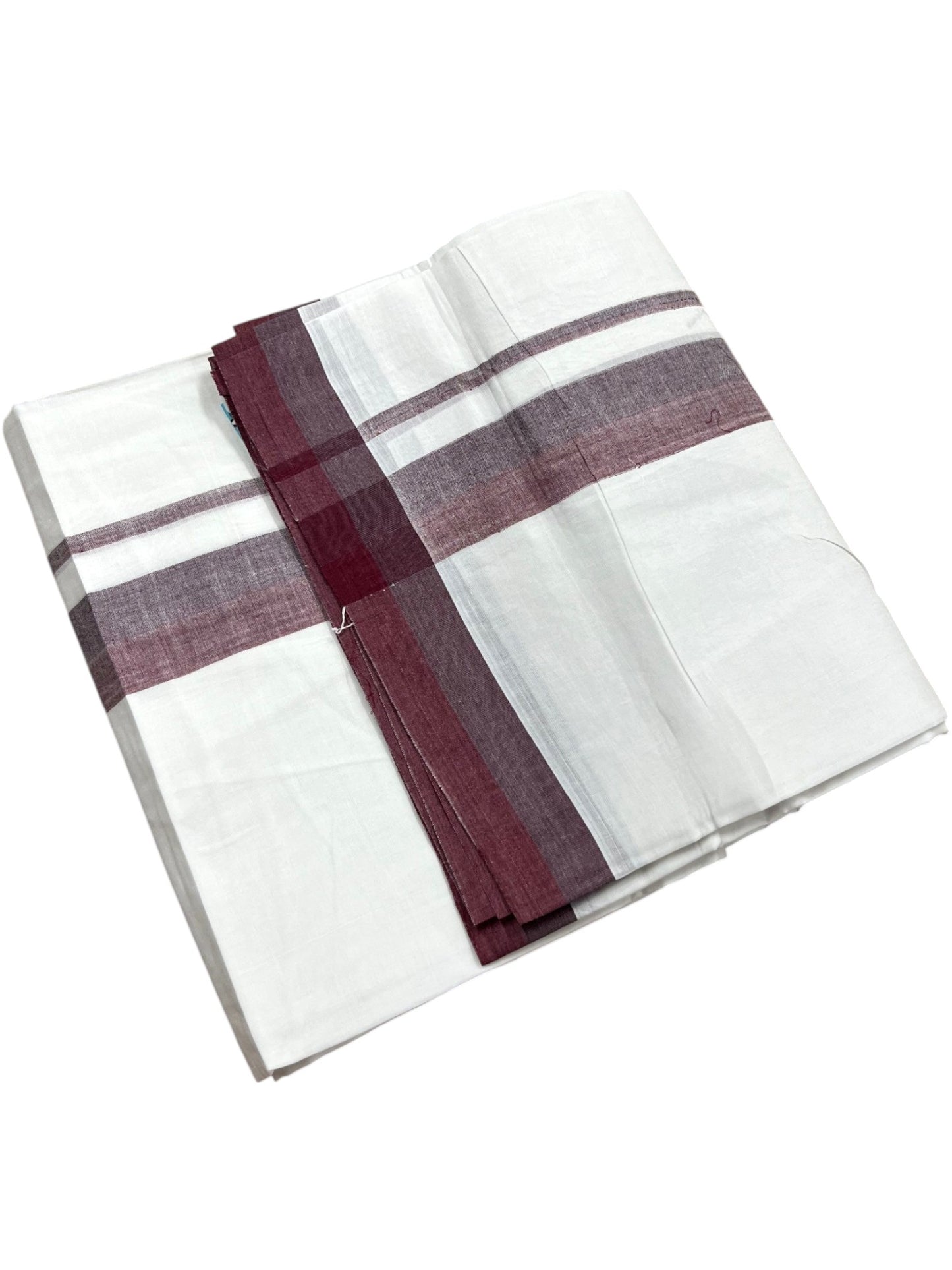 Southloom Pure Cotton Mundu with Maroon Border (South Indian Kerala Dhoti)