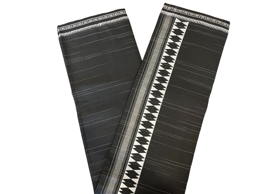 Southloom Black Printed Single Mundu / Otta Mundu / Lungi (South Indian Kerala Dhoti)