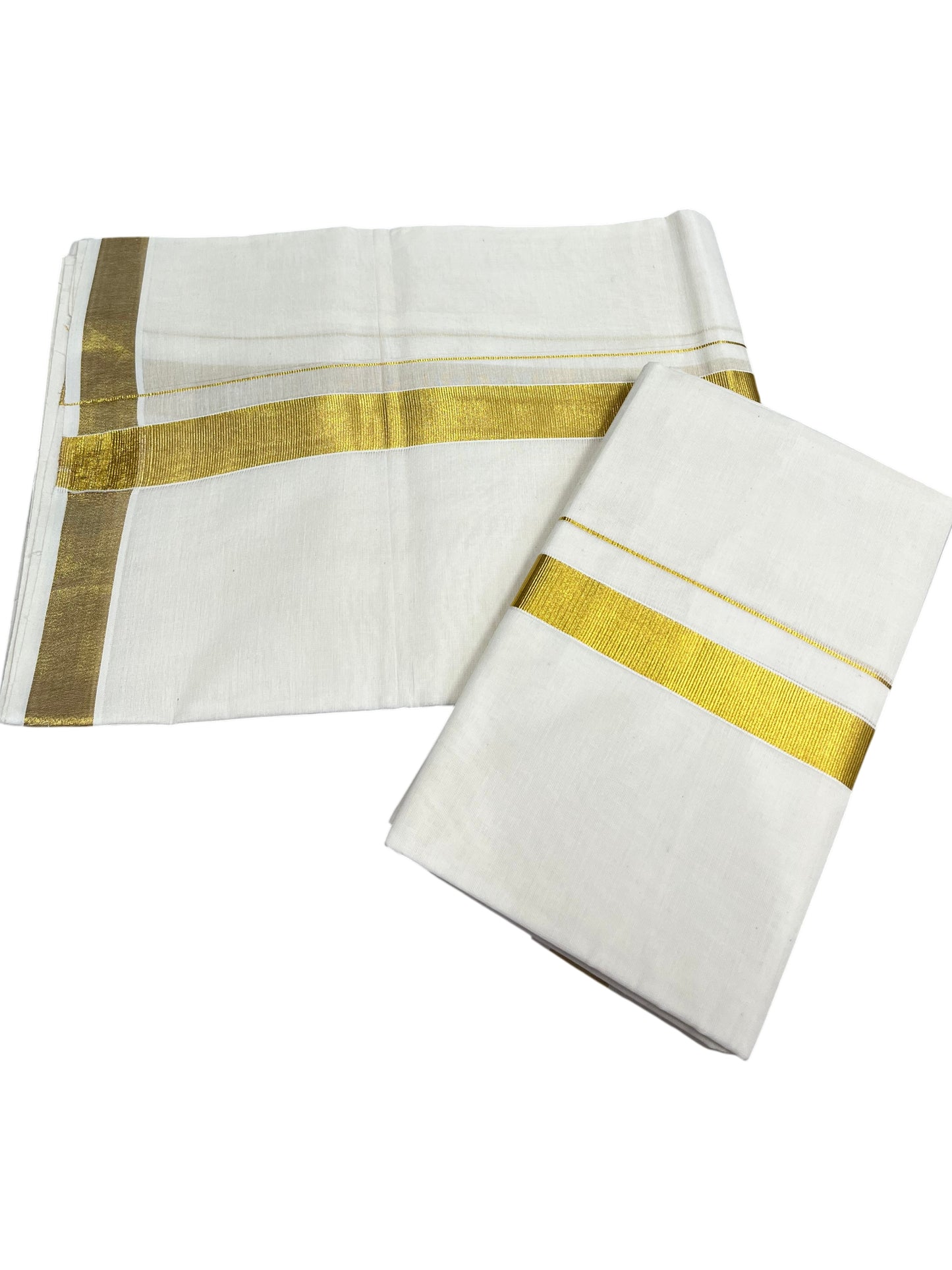 Southloom Kerala Cotton Single Set Mundu (Mundum Neriyathum) with  Kasavu Border