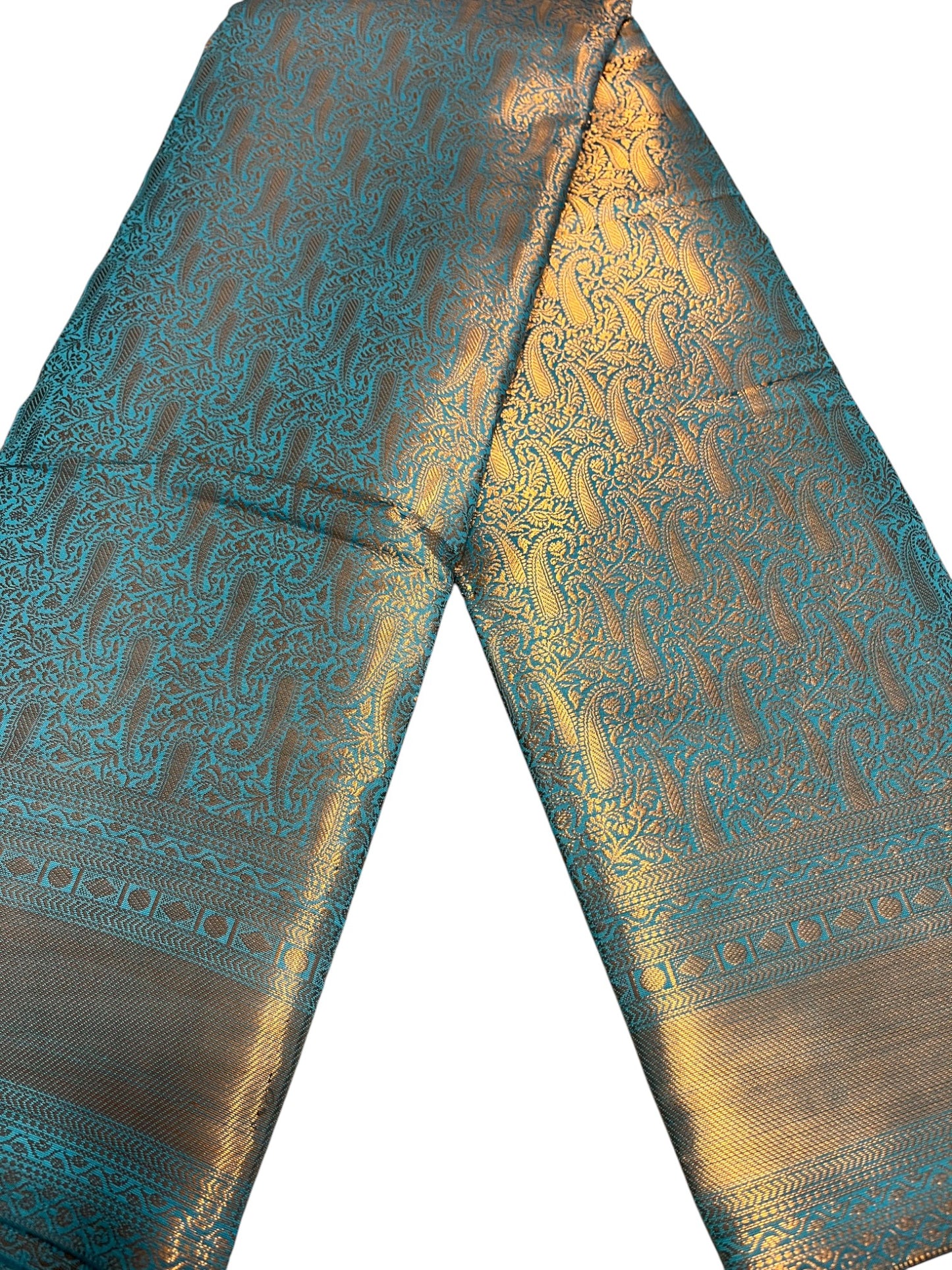 Southloom Premium Semi Silk Zari Work Brocade Saree in Bridal Blue with Matching Pallu