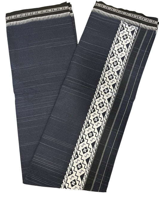 Southloom Blue Printed Single Mundu / Otta Mundu / Lungi (South Indian Kerala Dhoti)