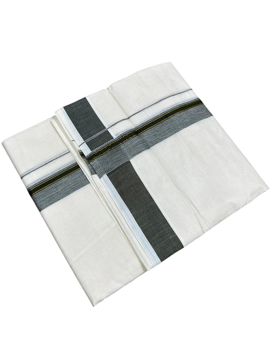Southloom Pure Cotton Mundu with Olive Green Border (South Indian Kerala Dhoti)